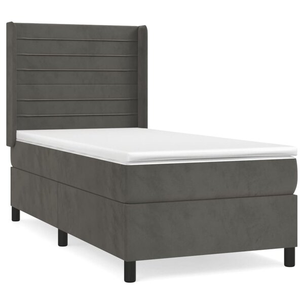 vidaXL Sommier à lattes de lit et matelas Gris foncé 90x200 cm Velours