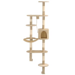 vidaXL Arbre à chat avec griffoirs en sisal Montage mural 194 cm Beige