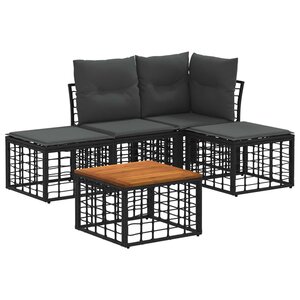 vidaXL Ensemble de canapés d'extérieur 5 Pièces Noir et Gris foncé