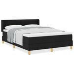 vidaXL Lit à ressorts avec matelas Noir 140 x 200 cm Tapisserie