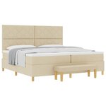 vidaXL Lit à ressorts avec tête de lit Crème 200 x 200 cm tissu