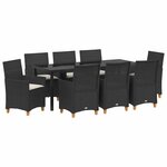 vidaXL Ensemble de salle à manger pour jardin 9 Pièces Noir polyrotin