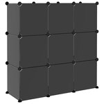 vidaXL Cubes de rangement 9 Pièces avec portes Noir PP