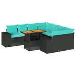 vidaXL Salon de jardin 9 Pièces avec coussins noir résine tressée