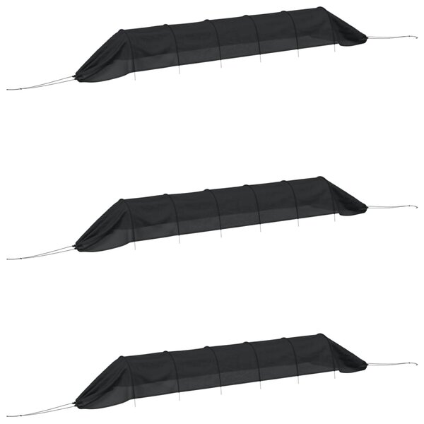 vidaXL Tunnels en filet 3 Pièces noir acier et polyéthylène