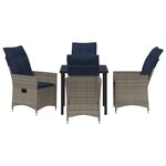 Ensemble de Salle à Manger de Jardin 5 Pièces avec Coussins en Rattan Poly Gris
