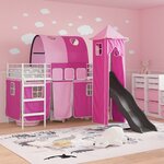 vidaXL Lit mezzanine pour enfants Blanc et rose 99 5 x 190 cm Métал