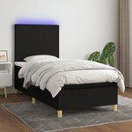 vidaXL Sommier à lattes de lit avec matelas et LED Noir 80x200cm Tissu