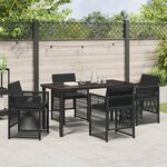 Ensemble de Salle à Manger de Jardin 5 Pièces avec Coussins Noir Poly Rattan