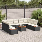 vidaXL Ensemble de canapé de jardin 10 Pièces Noir Poly rotin