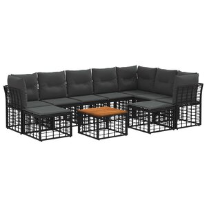 vidaXL Ensemble de canapés d'extérieur 10 Pièces Noir et Gris foncé