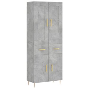 vidaXL Buffet haut Gris béton 69 5x34x180 cm Bois d'ingénierie