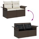 Set de Canapé de Jardin vidaXL 7 Pièces avec Coussins en Rotin Poly Marron