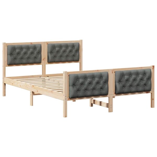 vidaXL Cadre de lit Gris foncé 140 x 200 cm Pin massif