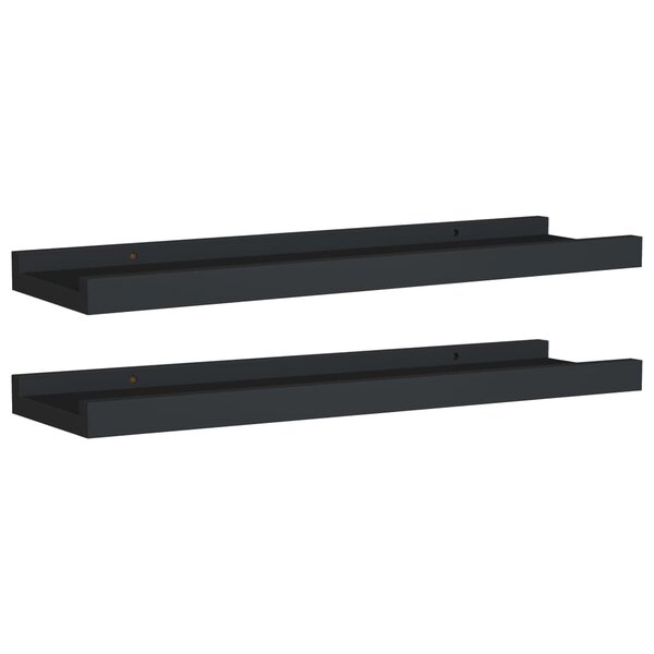 vidaXL Étagères à rebord pour cadre photo 2 Pièces Noir 40x9x3 cm MDF