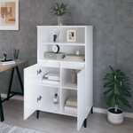 vidaXL Buffet haut Blanc brillant 60x36x110 cm Bois d'ingénierie