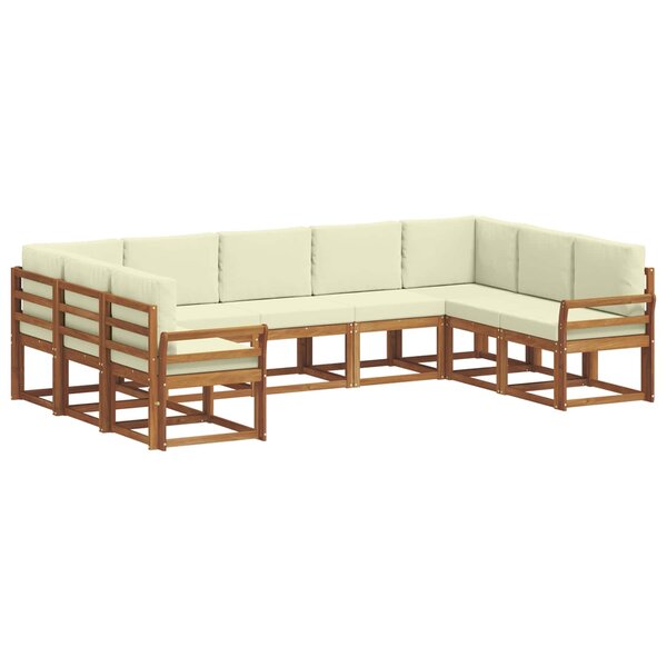 vidaXL Ensemble de canapés d'extérieur 9 pc Naturel et Crème