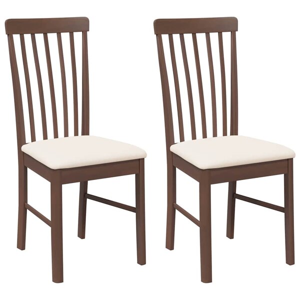 vidaXL Chaises à manger coussins 2 Pièces marron bois massif caoutchouc