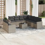 vidaXL Salon de jardin avec coussins 10 Pièces gris clair résine tressée