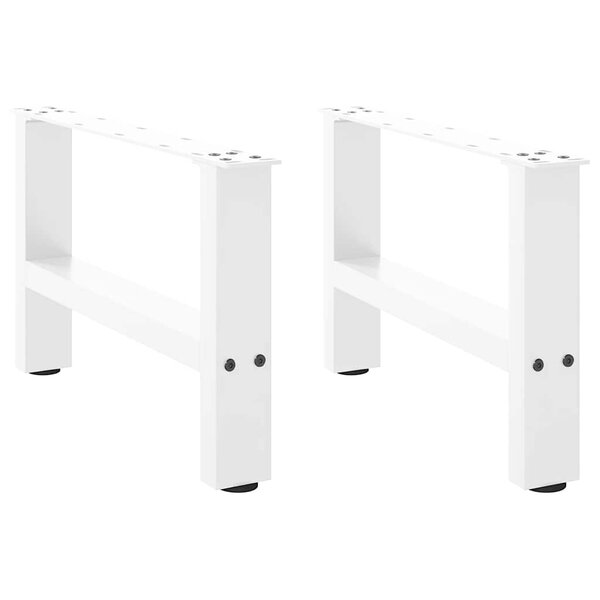 vidaXL Pieds de table basse Blanc 2 pièces 50 x (30-31) cm Acier