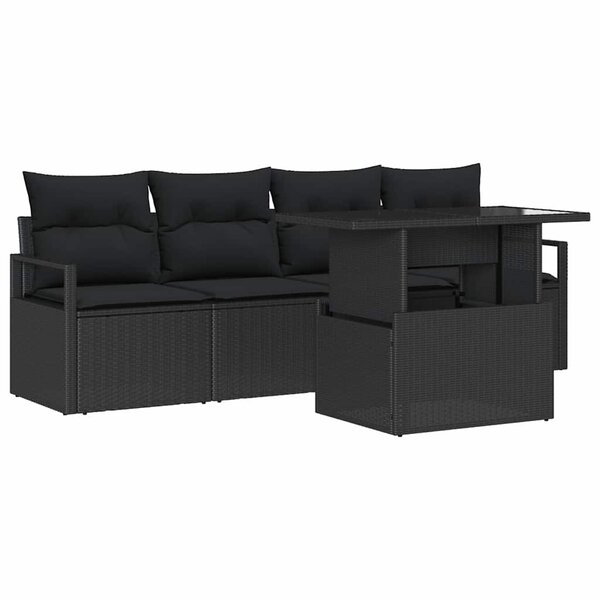 vidaXL Ensemble de canapé de jardin 5 Pièces Noir 100 x 55 x 73 cm