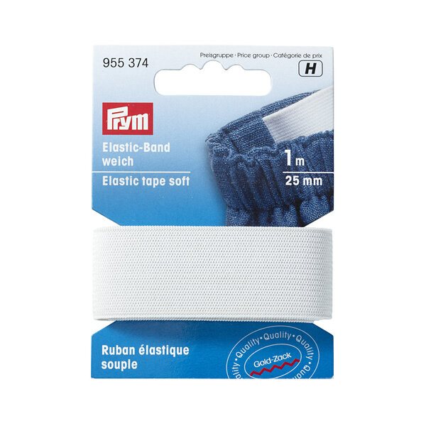 Ruban élastique souple 25mm blanc