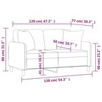 vidaXL Canapé 2 places avec oreillers gris foncé 120 cm tissu