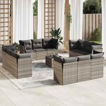 vidaXL Salon de jardin avec coussins 13 Pièces gris clair résine tressée