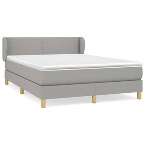 vidaXL Sommier à lattes de lit avec matelas Gris clair 140x190cm Tissu