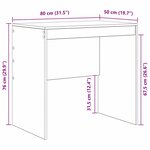 vidaXL Bureau en béton gris 80x50x76 cm en bois d'ingénierie