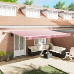 vidaXL Auvent Rétractable avec 500 × 300 cm Rouge et blanc