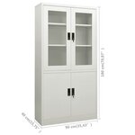 Armoire de bureau design moderne idéale rangement dossiers 90 x 40 x 180 cm en acier gris clair 02_0046807