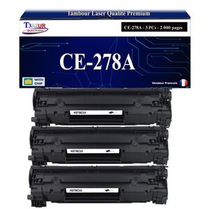 T3AZUR - 3x Toners compatibles avec HP CE278A (78A) pour HP LaserJet Pro M1530 M1536 M1536DNF P1560 P1566 P1606DN