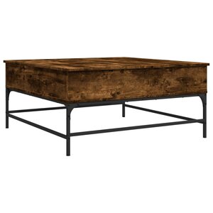 vidaXL Table basse chêne fumé 95x95x45 cm bois d'ingénierie et métal