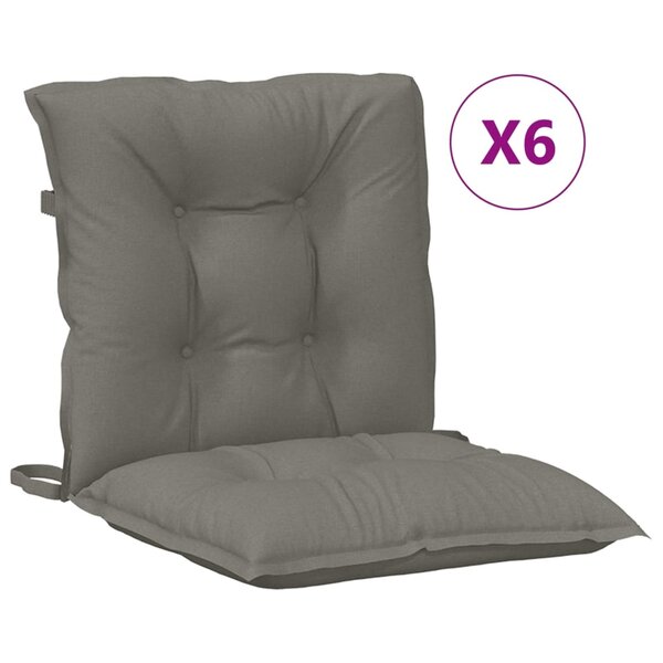 vidaXL Coussins de chaise à dossier bas lot de 6 gris foncé mélangé