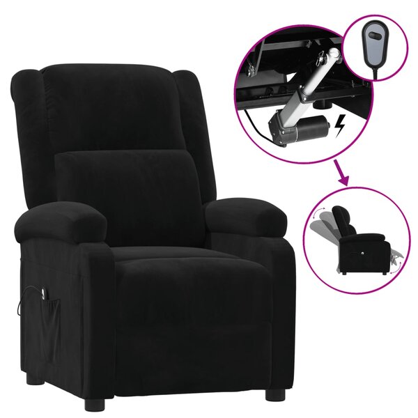 vidaXL Fauteuil inclinable électrique noir velours
