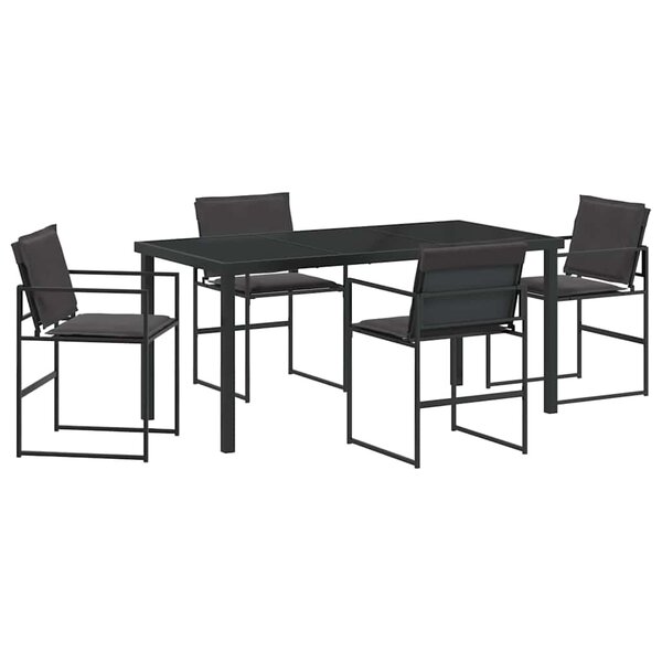 vidaXL Ensemble de salle à manger pour jardin 5 Pièces Noir