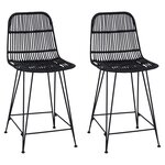 vidaXL Tabouret de bar 2 Pièces Noir 44 x 54 x 96 cm Rattan et Acier