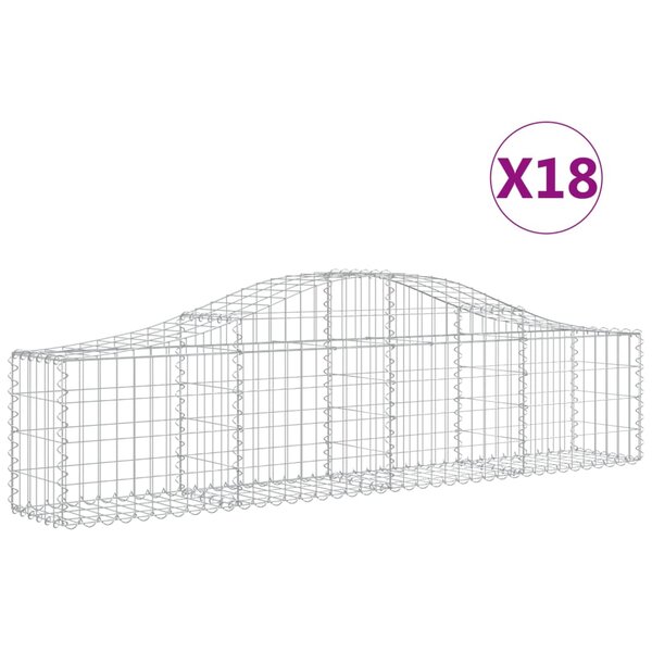 vidaXL Paniers à gabions arqués 18 Pièces 200x30x40/60 cm Fer galvanisé