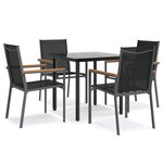 vidaXL Ensemble à manger de jardin 5 Pièces noir textilène et acier