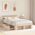 vidaXL Cadre de lit avec tiroir Marron 140 x 190 cm Bois massif en pin