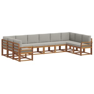 vidaXL Ensemble de canapés d'extérieur 10 pc Gris Naturel et Clair