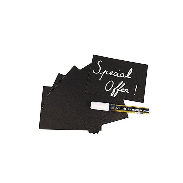 Set de 20 Ardoise A6 Noir + 1 Marqueur Craie SECURIT