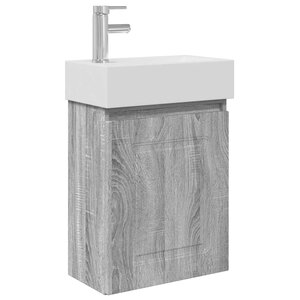 vidaXL Meuble de salle de bain avec robinet Sonoma gris