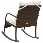 vidaXL Chaise à bascule de jardin avec coussins marron résine tressée
