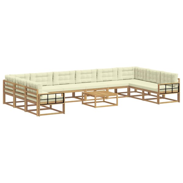 vidaXL Ensemble de canapés d'extérieur 11 pc Blanc et crème