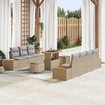 vidaXL Ensemble de canapé de jardin 10 Pièces Beige Poly rotin
