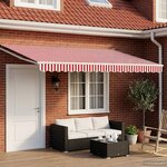 vidaXL Store rétractable manuel avec LEDs Rouge et Blanc 5 x 3 m