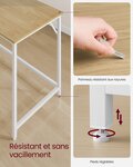 Bureau table poste de travail 120 x 60 x 75 cm pour bureau salon chambre assemblage simple métal style industriel marron 12_0004670