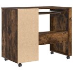 vidaXL Bureau avec roulettes avec tiroir Chêne fumé 91 x 50 x 77 cm